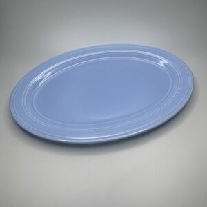 Vintage Vernon Kilns Vernonware MCM Oval Serving Platter Plate Blue Azure Metlox